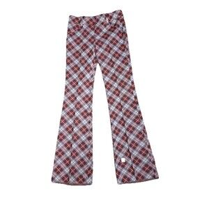 New Vtg 60's H Bar C Western Ladies Pants Plaid Polyester Flare Leg M